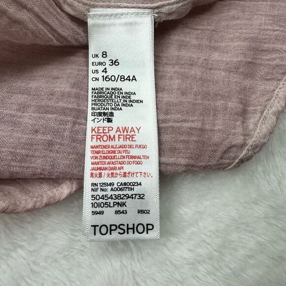 Topshop Women's Size 4 High Neck Mini Dress Pink Purple Eyelet Lace Ruffle - Picture 11 of 14